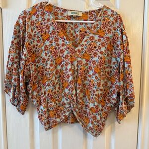 Rokoko Floral Knot Blouse - Orange and Red